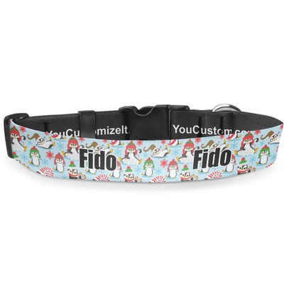 Christmas Penguins Deluxe Dog Collar (Personalized)