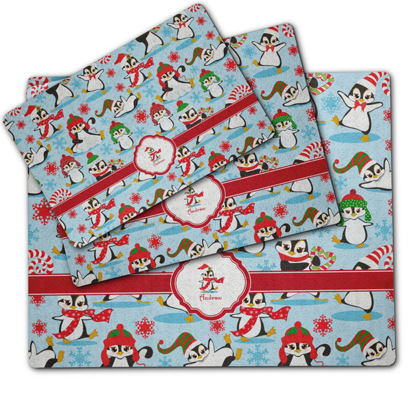 Christmas Penguins Dog Food Mat - MAIN (sm, med, lrg)