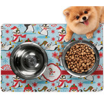 Christmas Penguins Dog Food Mat - Small w/ Name or Text