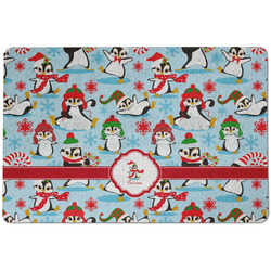 Christmas Penguins Dog Food Mat w/ Name or Text