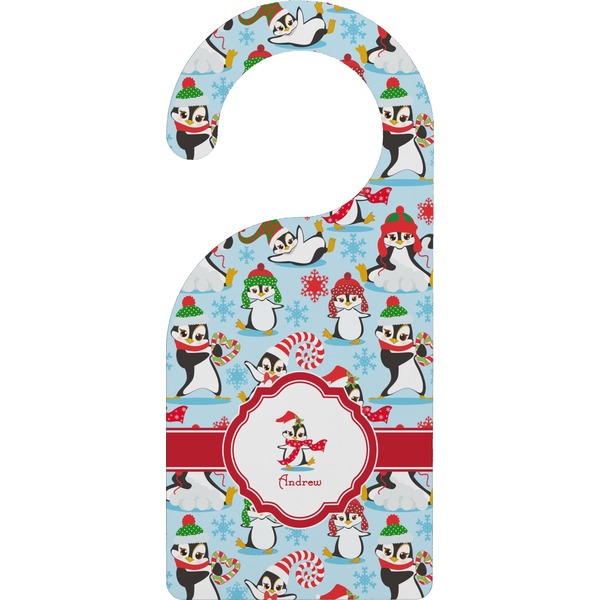 Custom Christmas Penguins Door Hanger (Personalized)