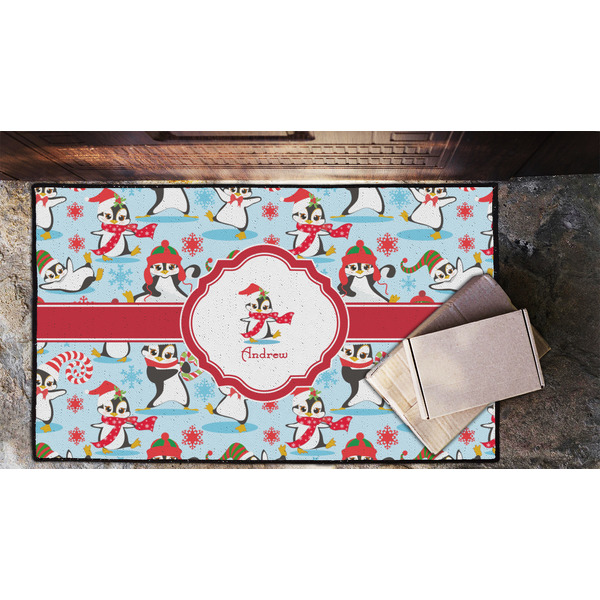 Christmas Penguins Door Mat - LIFESTYLE (Lrg)