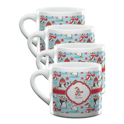 Christmas Penguins Double Shot Espresso Cups - Set of 4 (Personalized)