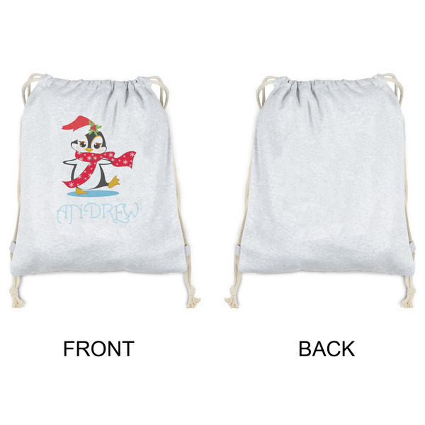 Christmas Penguins Drawstring Backpacks - Sweatshirt Fleece - Single Sided - APPROVAL