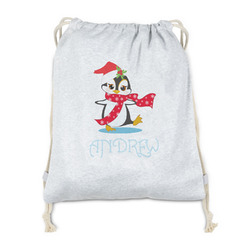 Christmas Penguins Drawstring Backpack - Sweatshirt Fleece (Personalized)
