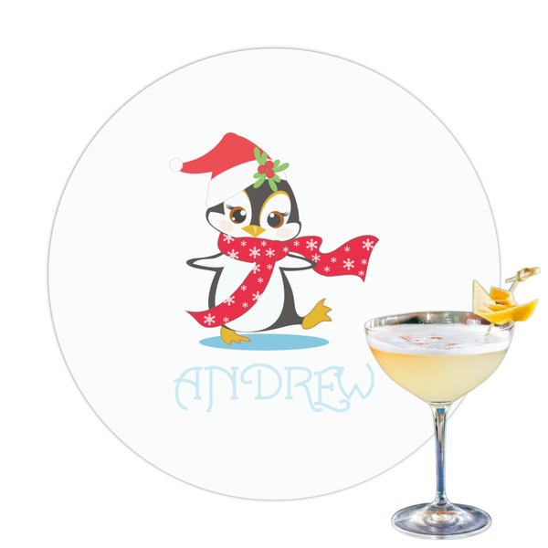 Custom Christmas Penguins Printed Drink Topper (Personalized)