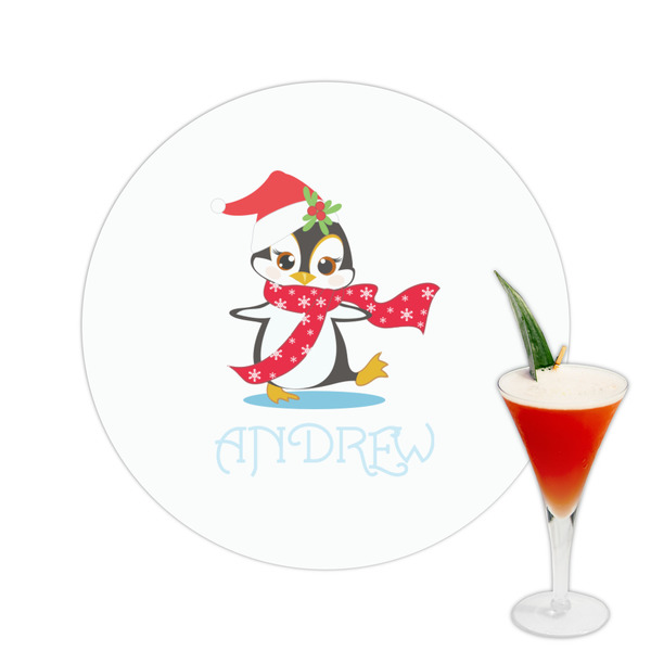 Custom Christmas Penguins Printed Drink Topper -  2.5" (Personalized)
