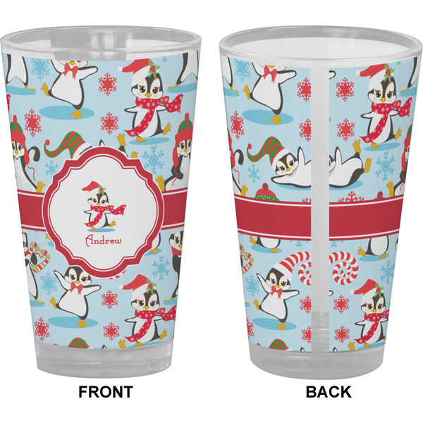 Christmas Penguins Pint Glass - Full Color - Front & Back Views