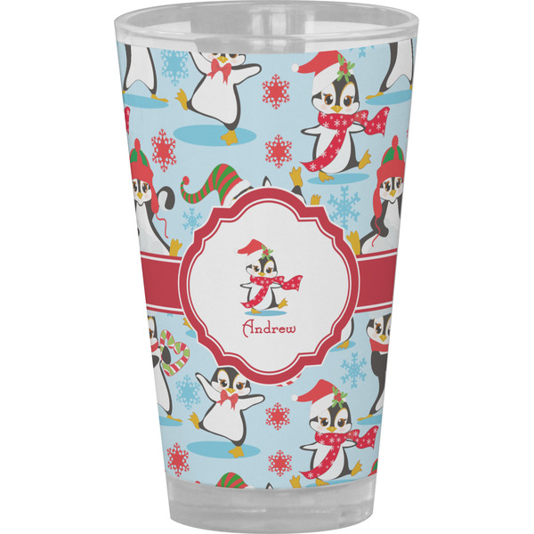 Custom Christmas Penguins Pint Glass - Full Color (Personalized)