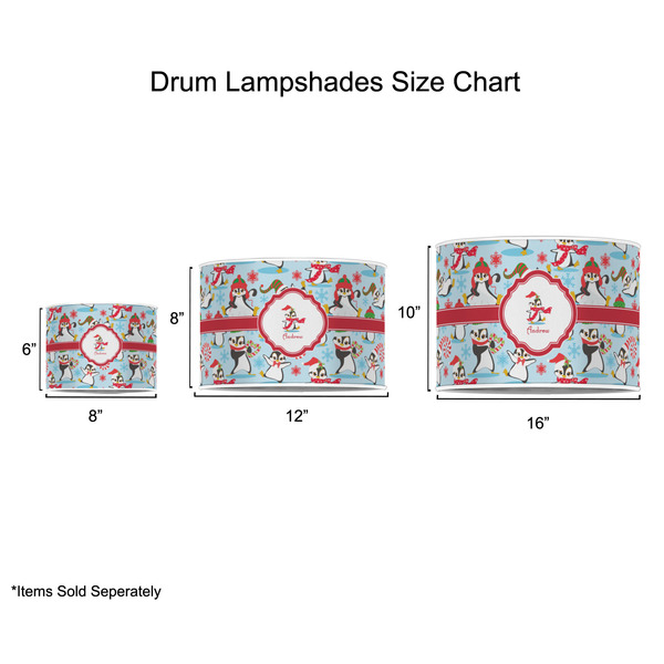 Christmas Penguins Drum Lampshades - Sizing Chart