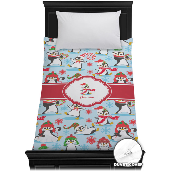 Custom Christmas Penguins Duvet Cover - Twin XL (Personalized)