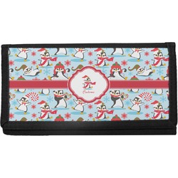 Christmas Penguins Canvas Checkbook Cover (Personalized)