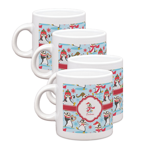 Custom Christmas Penguins Single Shot Espresso Cups - Set of 4 (Personalized)