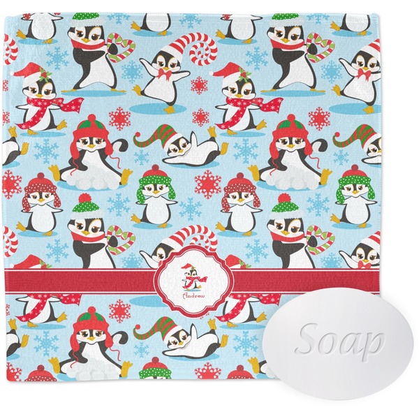 Custom Christmas Penguins Washcloth (Personalized)