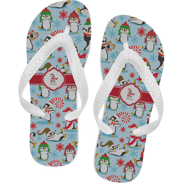 Custom Christmas Penguins Flip Flops (Personalized)