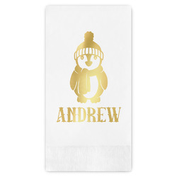 Christmas Penguins Guest Napkins - Foil Stamped (Personalized)