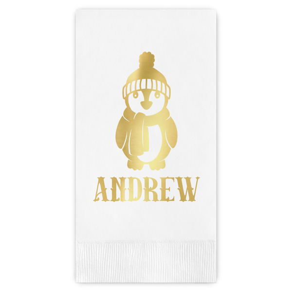 Custom Christmas Penguins Guest Napkins - Foil Stamped (Personalized)