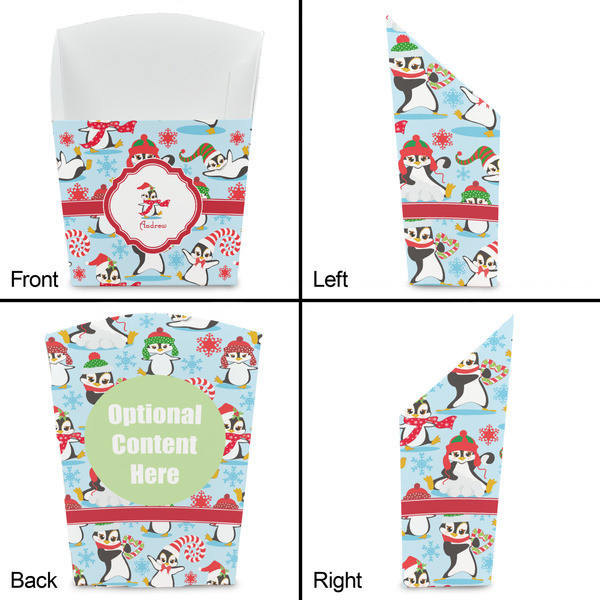 Christmas Penguins French Fry Favor Box - Front & Back View