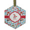 Christmas Penguins Frosted Glass Ornament - Hexagon