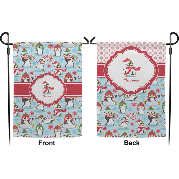 Christmas Penguins Garden Flag - Double Sided Front and Back