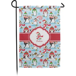 Christmas Penguins Small Garden Flag - Double Sided w/ Name or Text