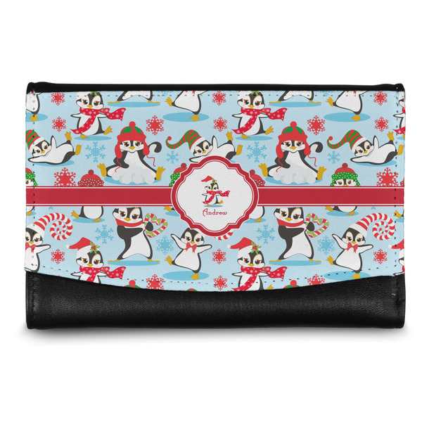 Custom Christmas Penguins Genuine Leather Women's Wallet - Small (Personalized)