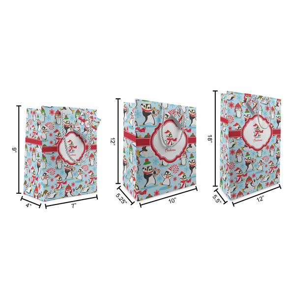 Christmas Penguins Gift Bags - All Sizes - Dimensions