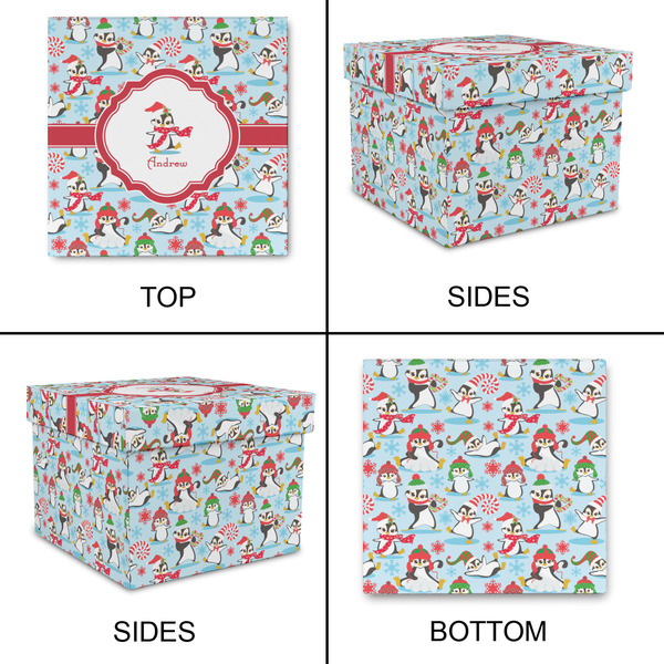 Christmas Penguins Gift Boxes with Lid - Canvas Wrapped - Large - Approval