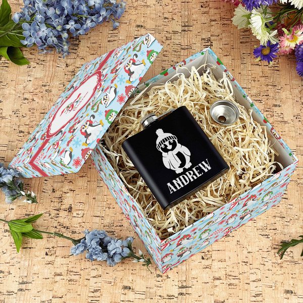 Christmas Penguins Gift Boxes with Lid - Canvas Wrapped - Large - In Context