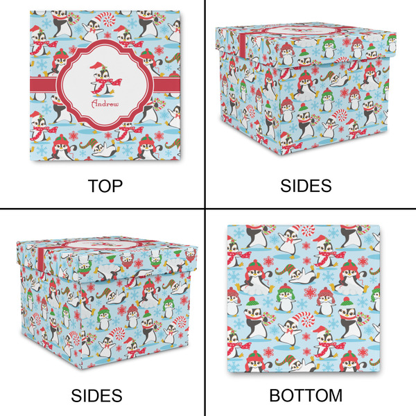 Christmas Penguins Gift Boxes with Lid - Canvas Wrapped - Small - Approval