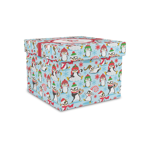 Christmas Penguins Gift Boxes with Lid - Canvas Wrapped - Small - Front/Main