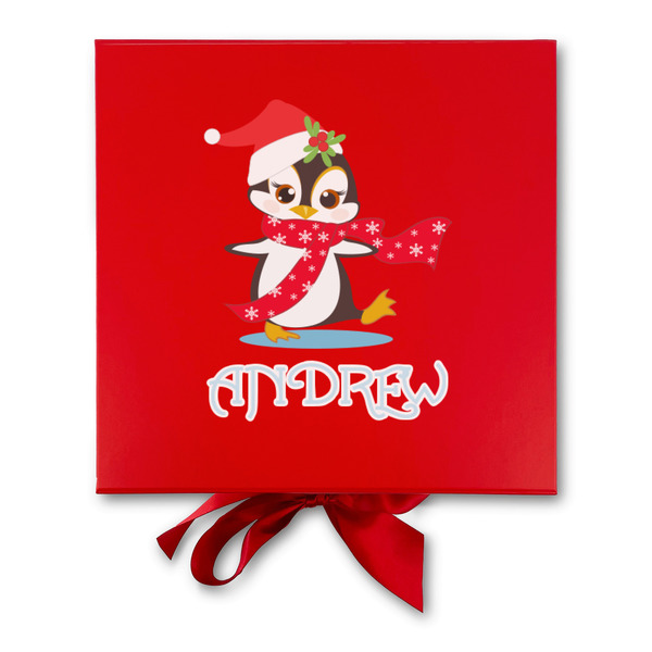 Christmas Penguins Gift Boxes with Magnetic Lid - Red - Approval