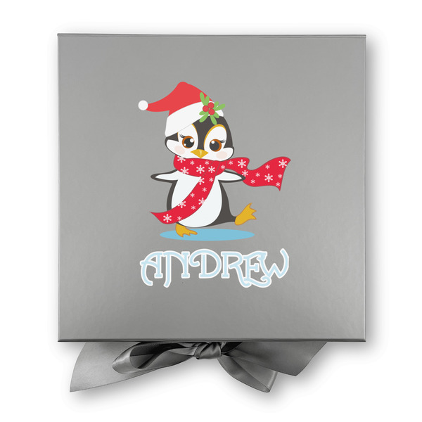 Christmas Penguins Gift Boxes with Magnetic Lid - Silver - Approval