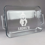 Christmas Penguins Glass Baking Dish - 13in x 9in (Personalized)