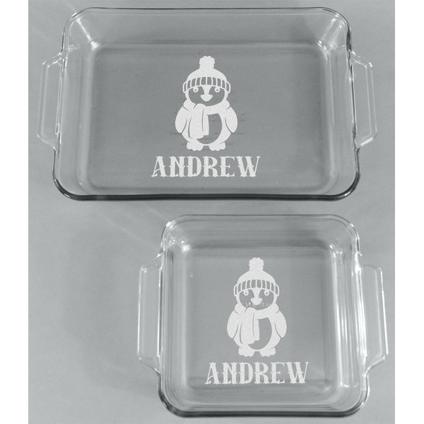 Christmas Penguins Glass Baking Dish Set - FRONT