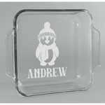 Christmas Penguins Glass Cake Dish - 8in x 8in (Personalized)