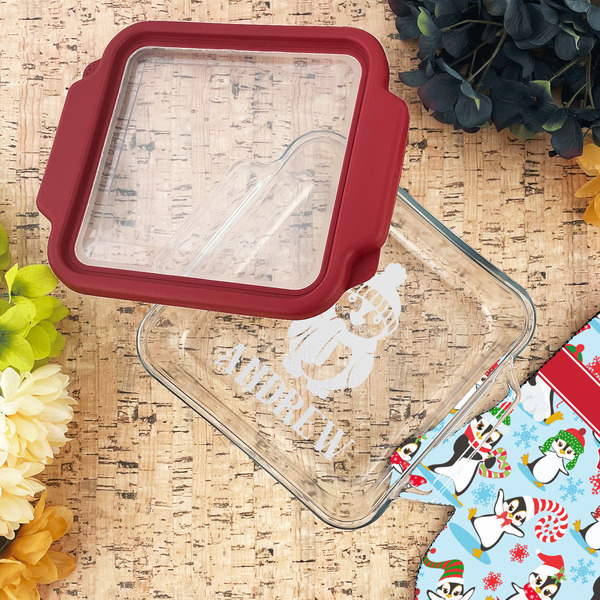 Christmas Penguins Glass Cake Dish - LIFESTYLE (8x8)