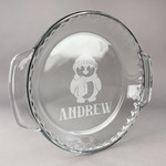 Christmas Penguins Glass Pie Dish - 9.5in Round (Personalized)
