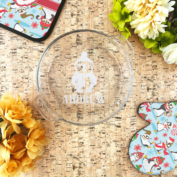 Christmas Penguins Glass Pie Dish - LIFESTYLE