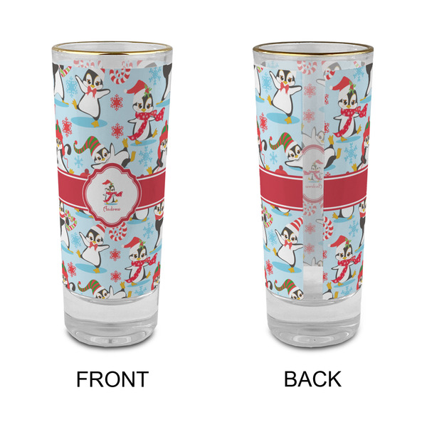 Christmas Penguins Glass Shot Glass - 2 oz - Single - APPROVAL