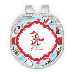 Christmas Penguins Golf Ball Marker - Hat Clip - Silver