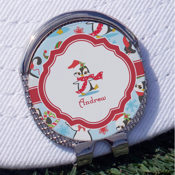 Custom Christmas Penguins Golf Ball Marker - Hat Clip