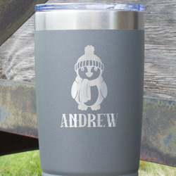 Christmas Penguins 20 oz Stainless Steel Tumbler - Grey - Single Sided (Personalized)