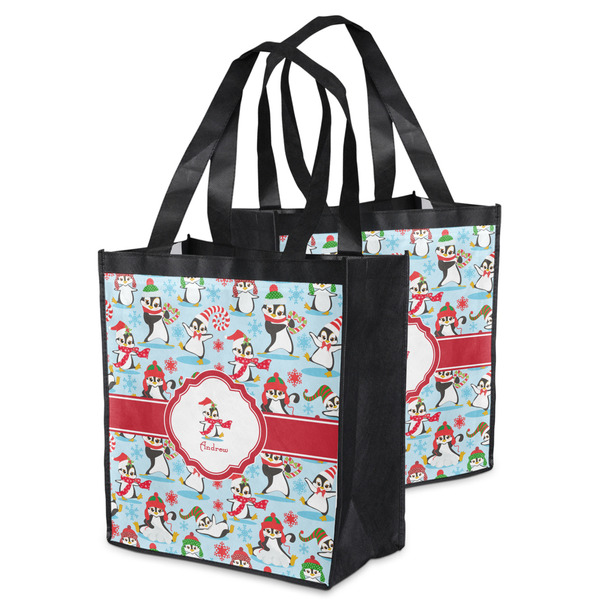 Christmas Penguins Grocery Bag - MAIN