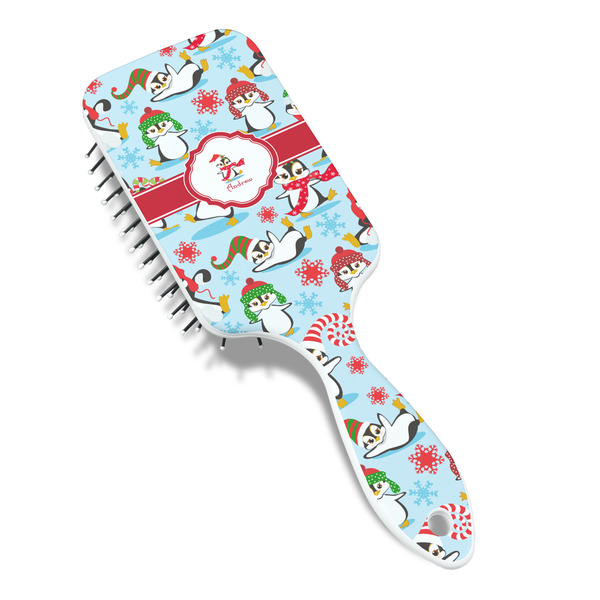 Christmas Penguins Hair Brush - Angle View