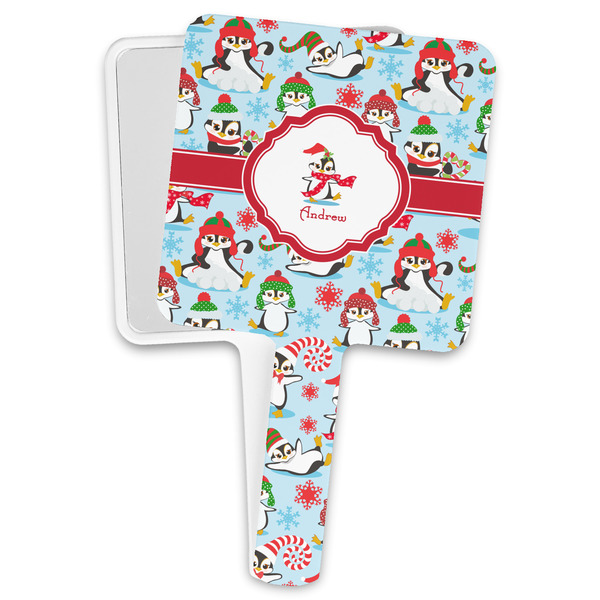 Custom Christmas Penguins Hand Mirror (Personalized)
