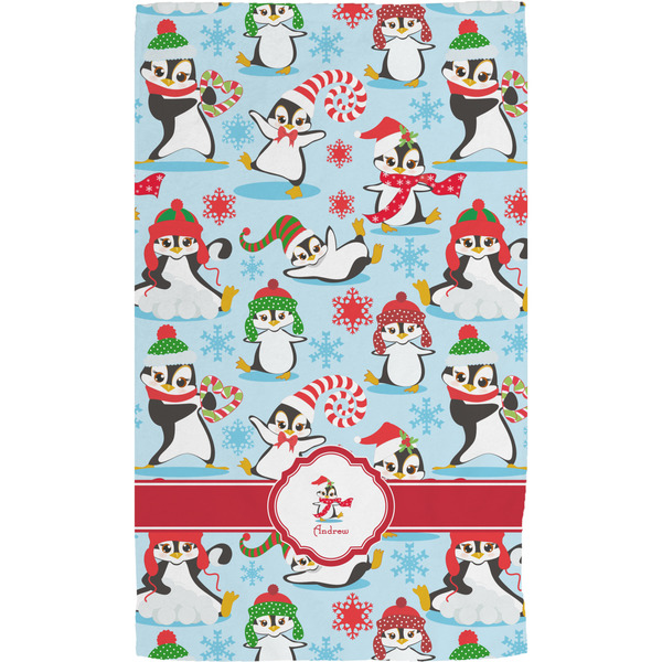 Christmas Penguins Hand Towel (Personalized)