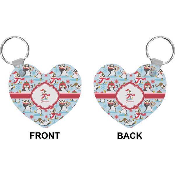 Christmas Penguins Heart Keychain (Front + Back)