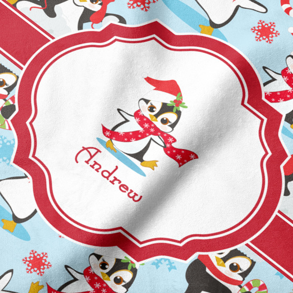 Christmas Penguins Hooded Baby Towel- Detail Close Up