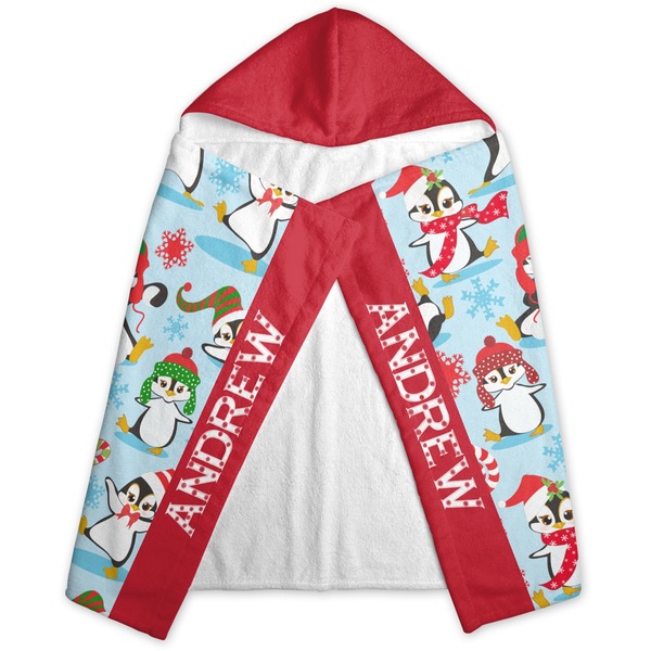 Christmas Penguins Hooded Towel - Folded